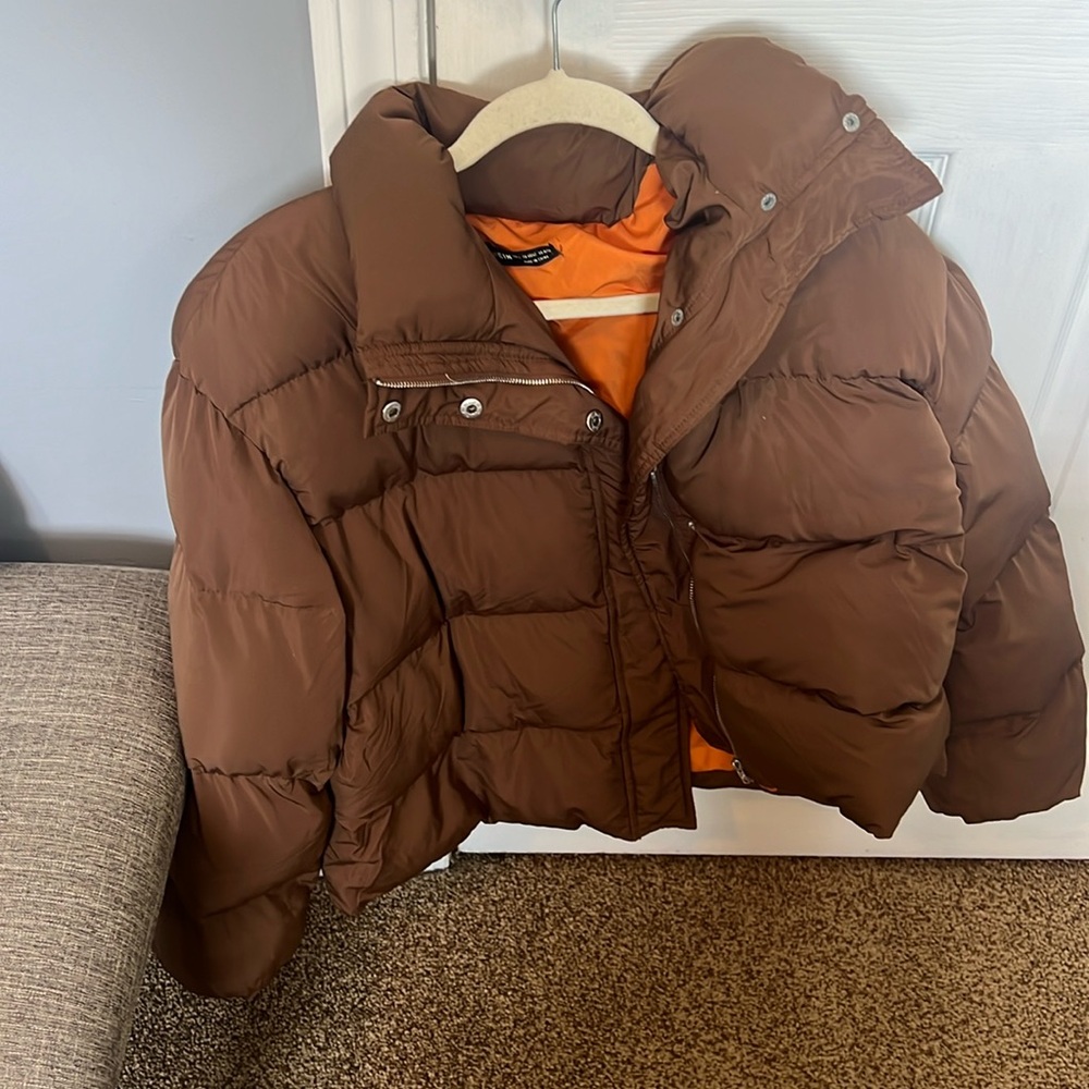 Brown shein puffer jacket